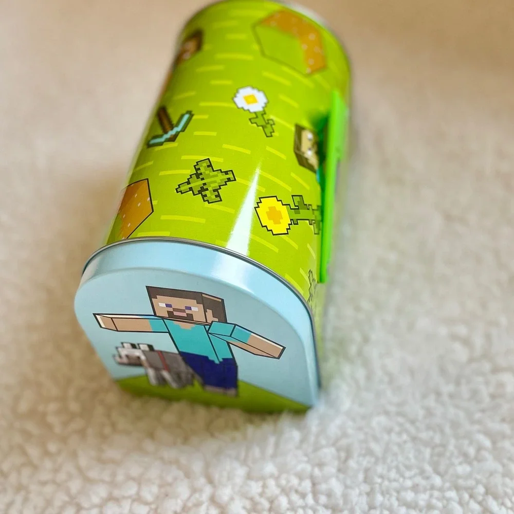 Minecraft Steve and Wolf Tin Mailbox Green Storage Box with Functional Flag‎